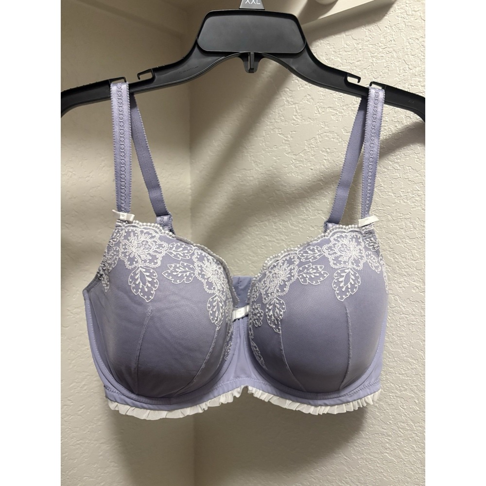Adore Me Purple Floral Lace Underwire Full Coverage Contour Bra 38G Hook & Eye